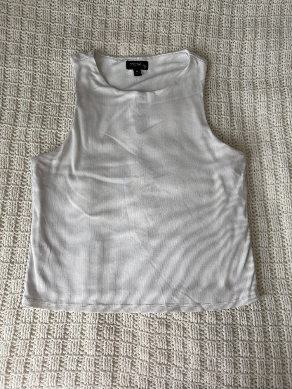 Dry Goods White Ribbed Crewneck Tank